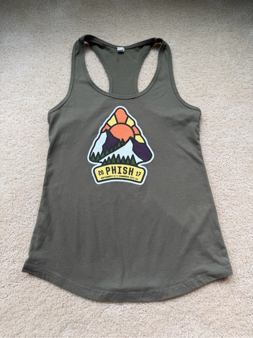 Phish Women’s Olive Green Commerce City CO 2017 Tank Top - M - EUC - Cotton/Poly